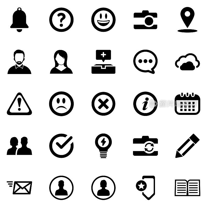 Social Messaging & Productivity Icon Set - 1(黑色系列)